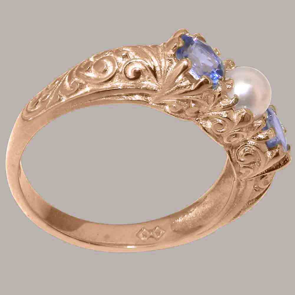 18k Rose Gold Cultured Pearl & Tanzanite Womens Ring M206595