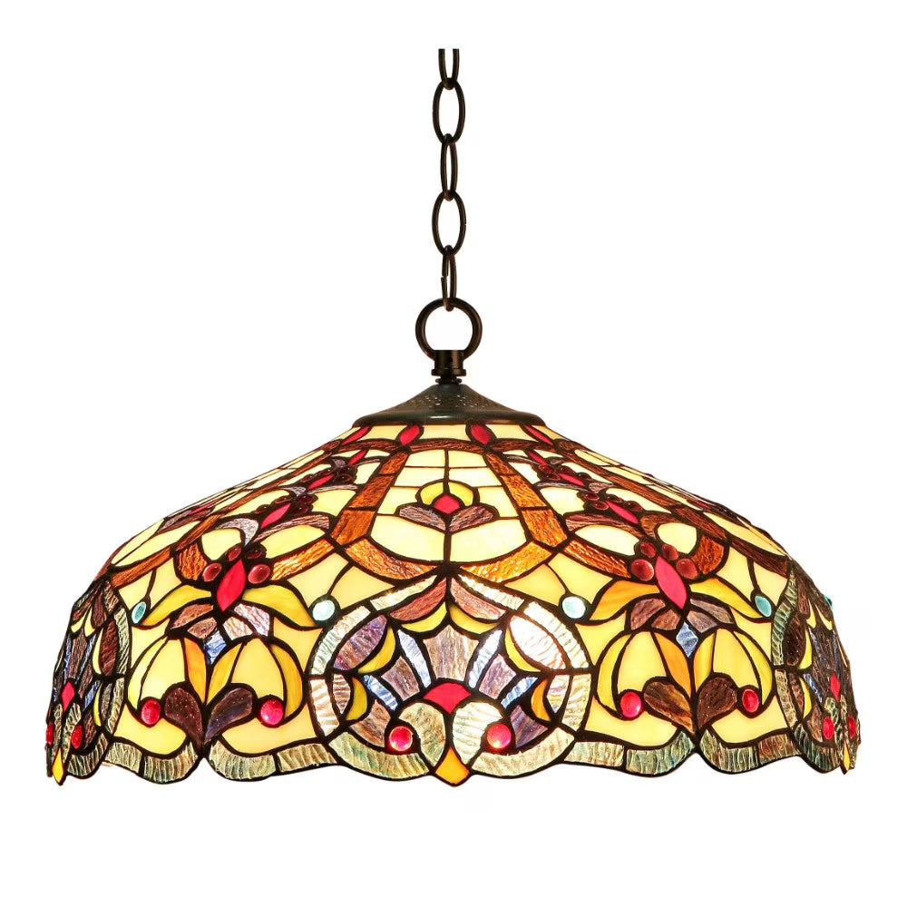 Tiffany-style 2 Light Victorian Ceiling Pendant Fixture S103