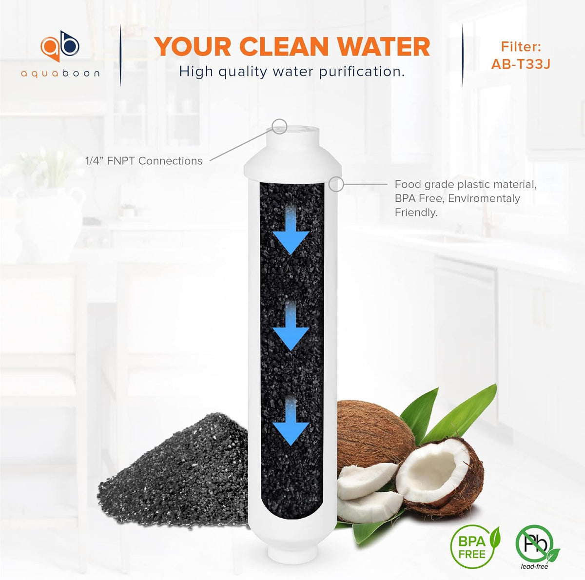 Replacement Filter Kit 5 PACK Carbon+Sediment+Inline 5 Micron 10 inch Cartridges U679