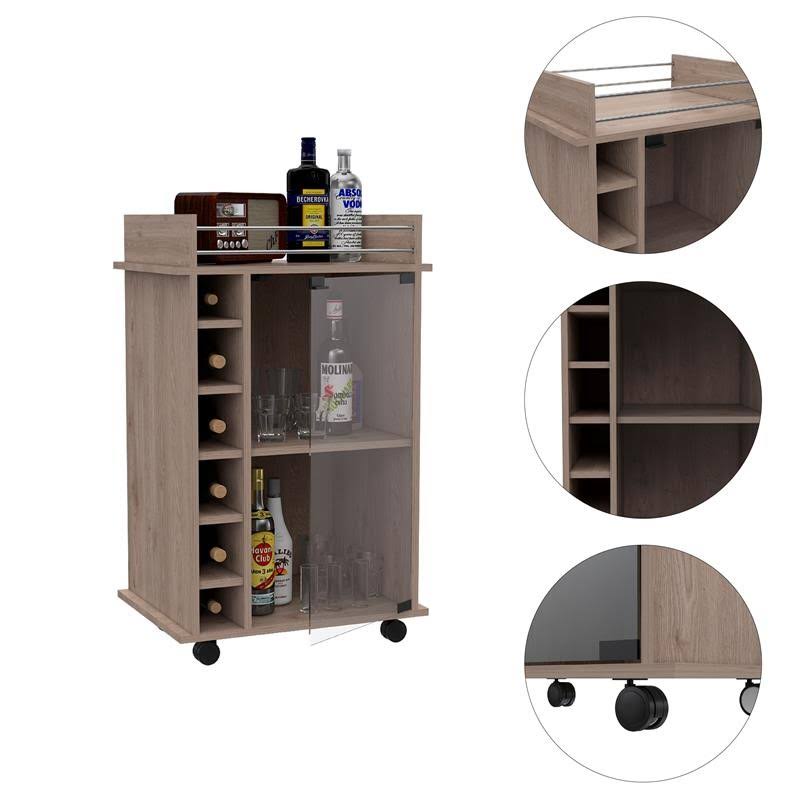 Light Gray Glass Door Bar Cart X877