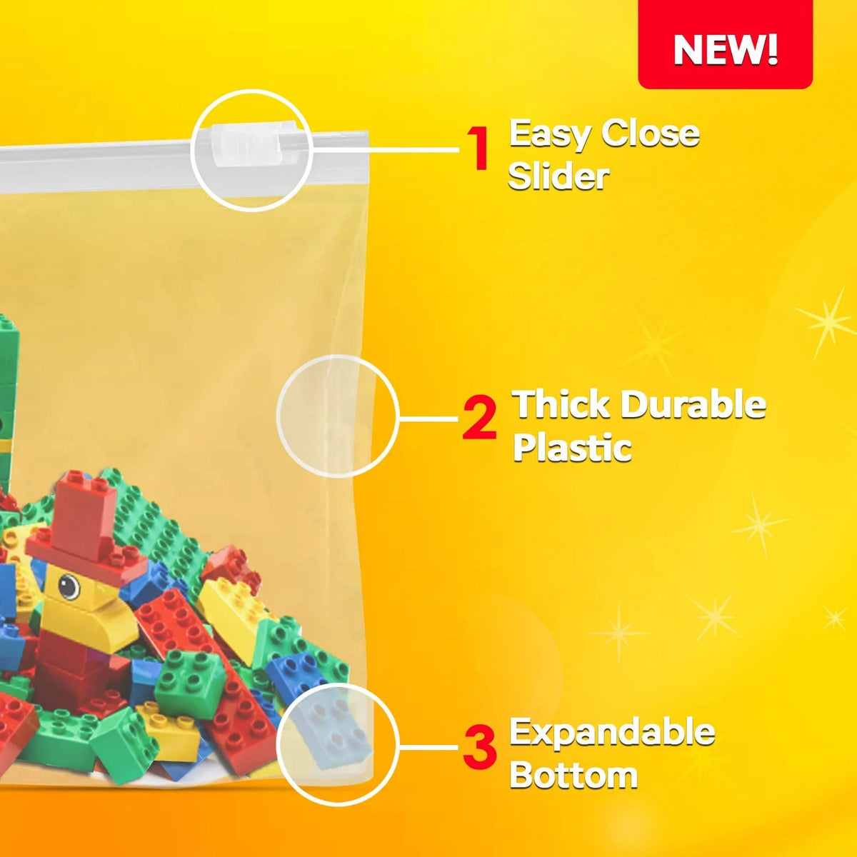 10 COUNT 5 Gallon 3 Mil Plastic Bag with Slider Top O672