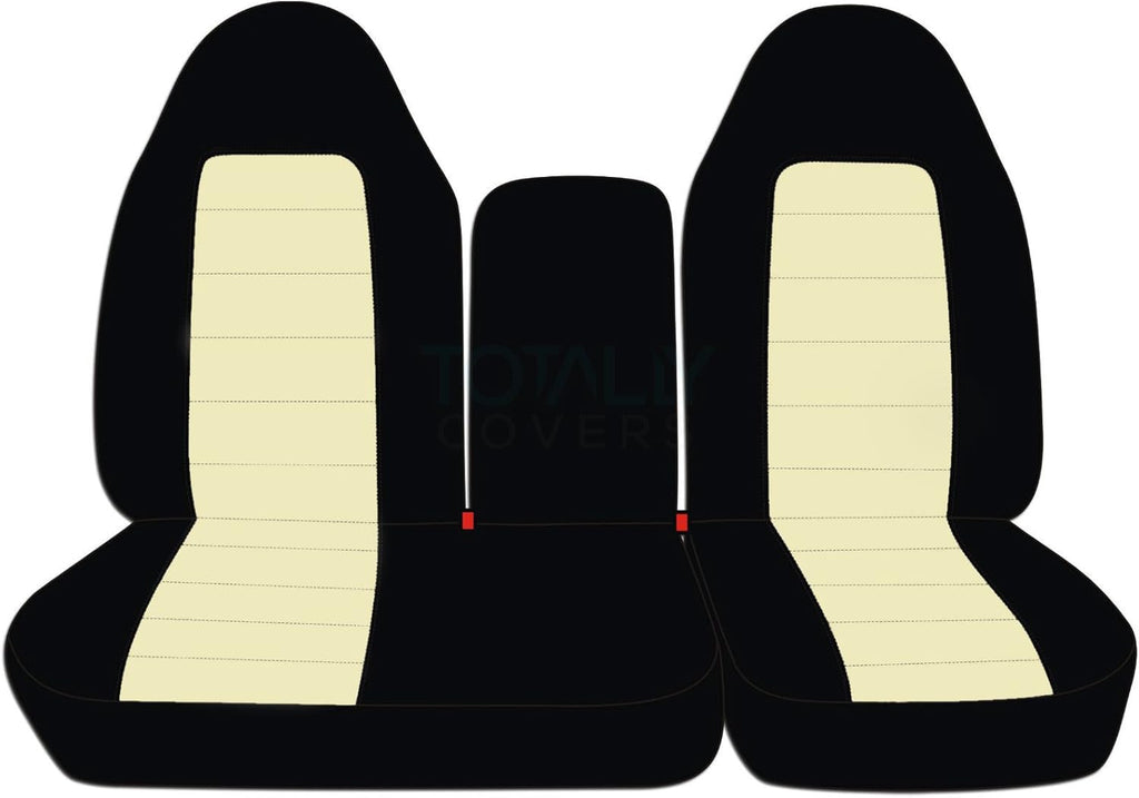Black & Charcoal Two-Tone Front 40/60 Split Bench Truck Seat Covers R45530