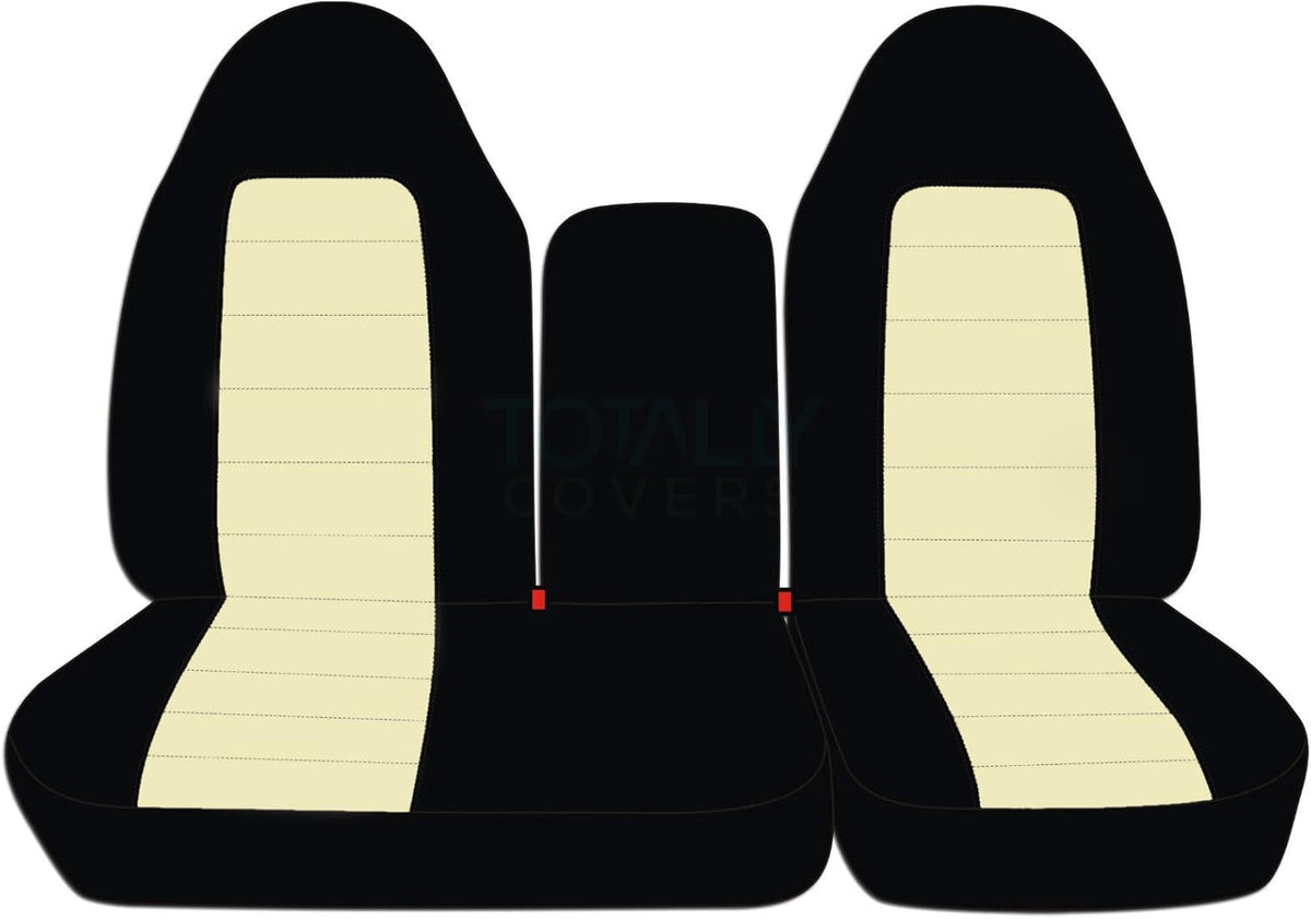 Black & Charcoal Two-Tone Front 40/60 Split Bench Truck Seat Covers R45530