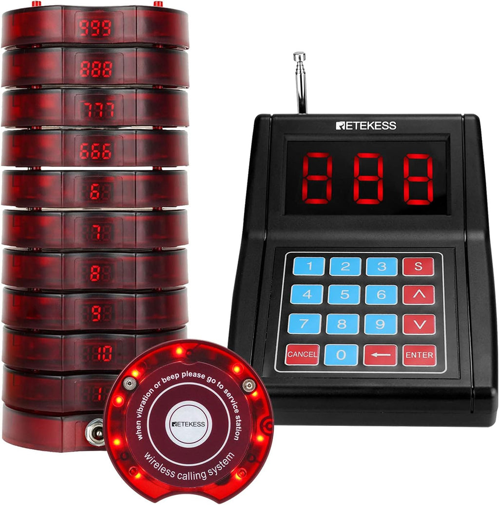 Pager System, 10 Pagers with Lanyard Hole M66933