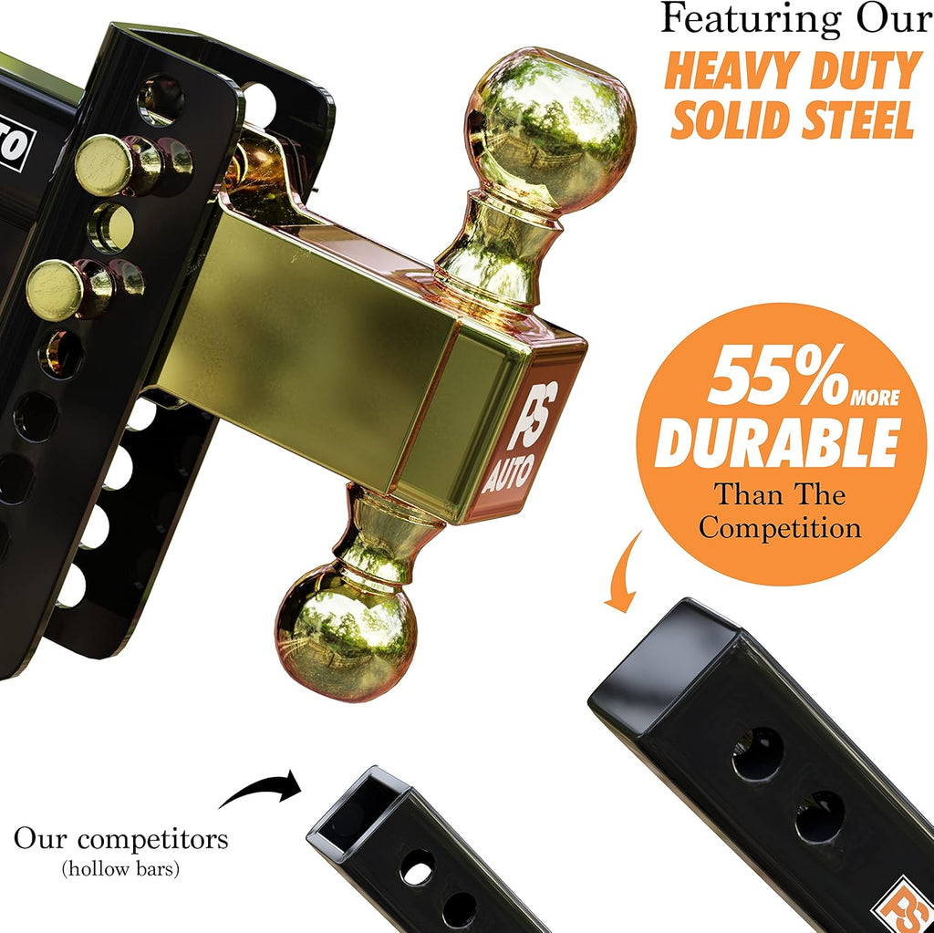 Adjustable Trailer Hitch Ball Mount, 2-inch Receiver, 6-inch Drop, 20,000 LBS Y875903