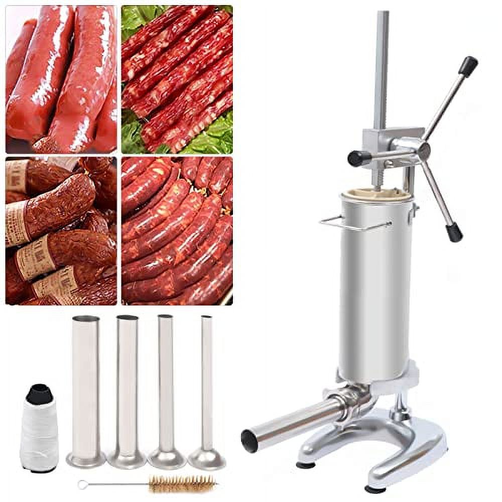 3L Stainless Steel Manual Sausage Stuffer Machine with 4 Filling Tubes R86099