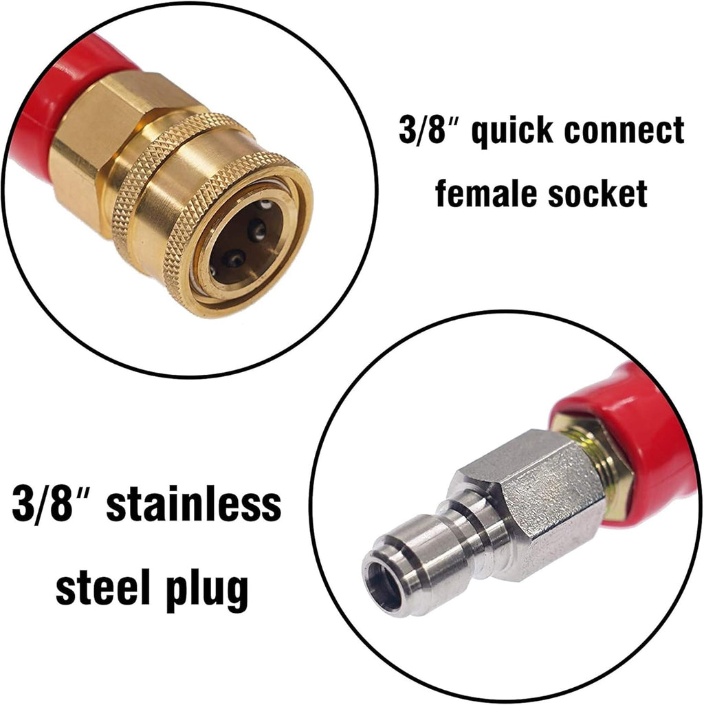 50FT 3/8 Quick Connect 4000 PSI Wire Braided Pressure Washer Hose S25711