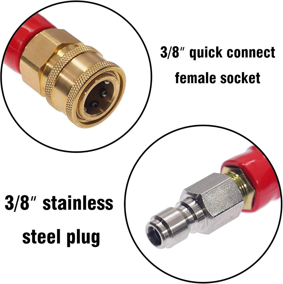 50FT 3/8 Quick Connect 4000 PSI Wire Braided Pressure Washer Hose S25711