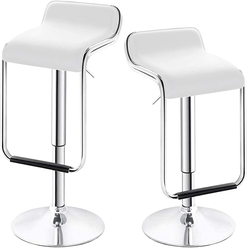 White Bar Stools Set of 2 with Arms Swivel Adjustable Counter Height Bar Chair Y10274