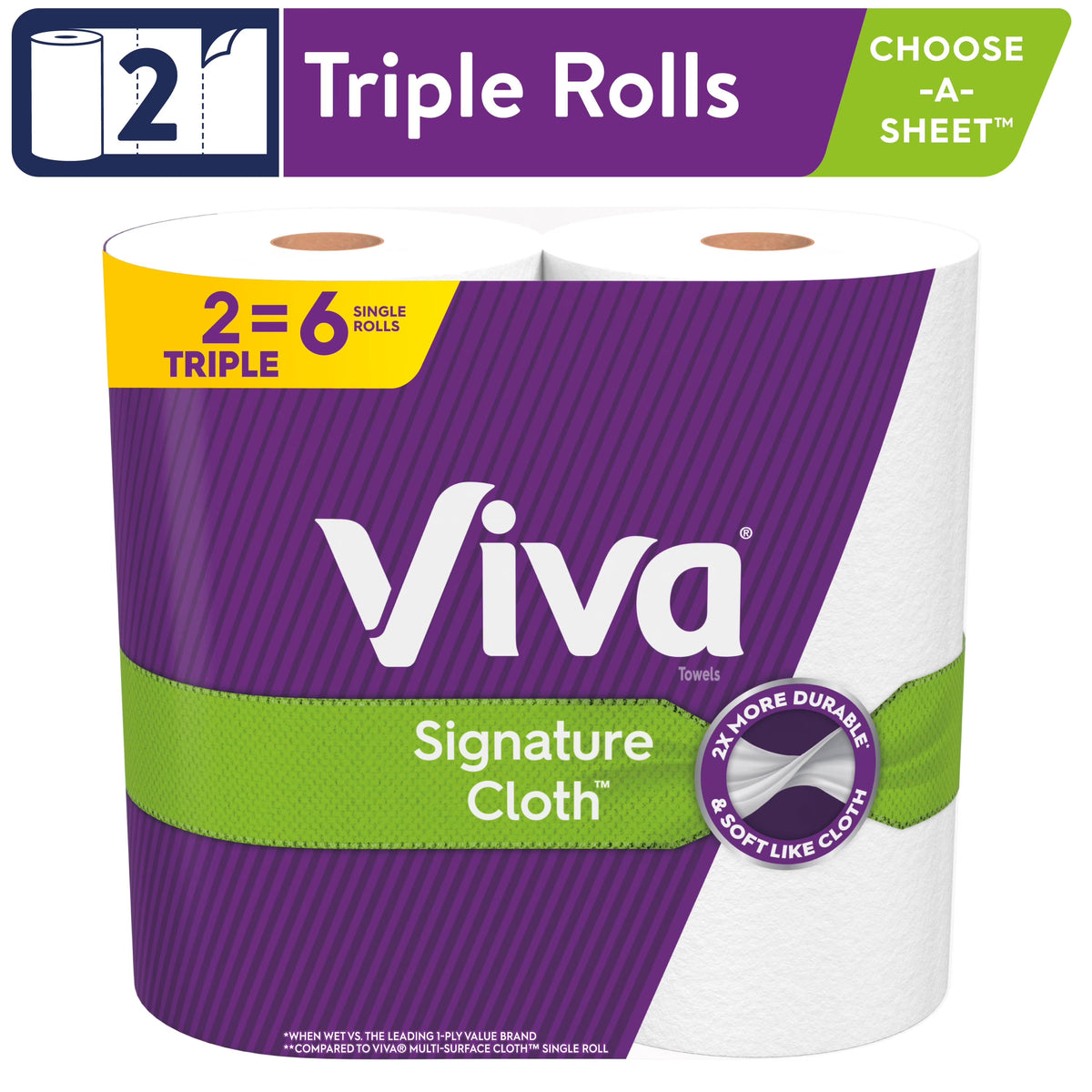 2 Triple Rolls Cloth Paper Towels V909