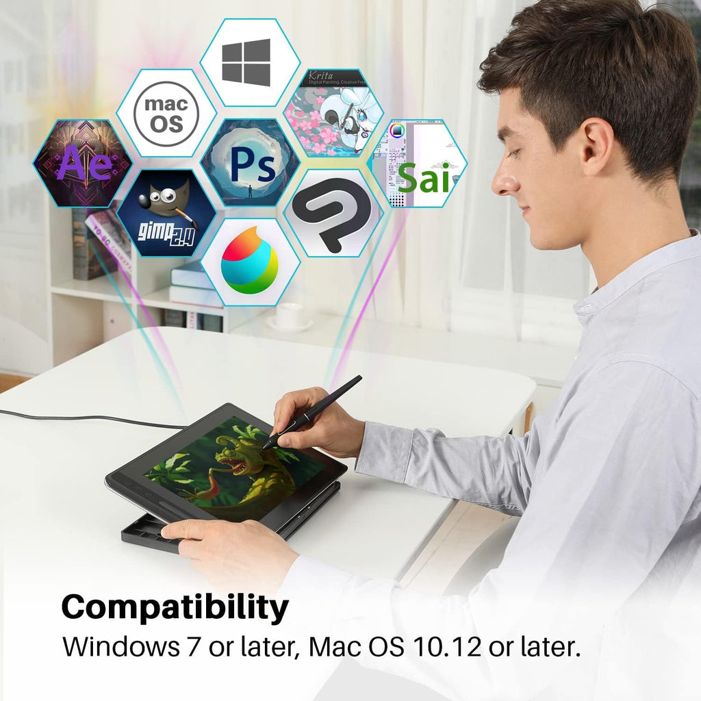 12 Drawing Tablet with Screen Graphics Monitor with Adjustable Stand A722389