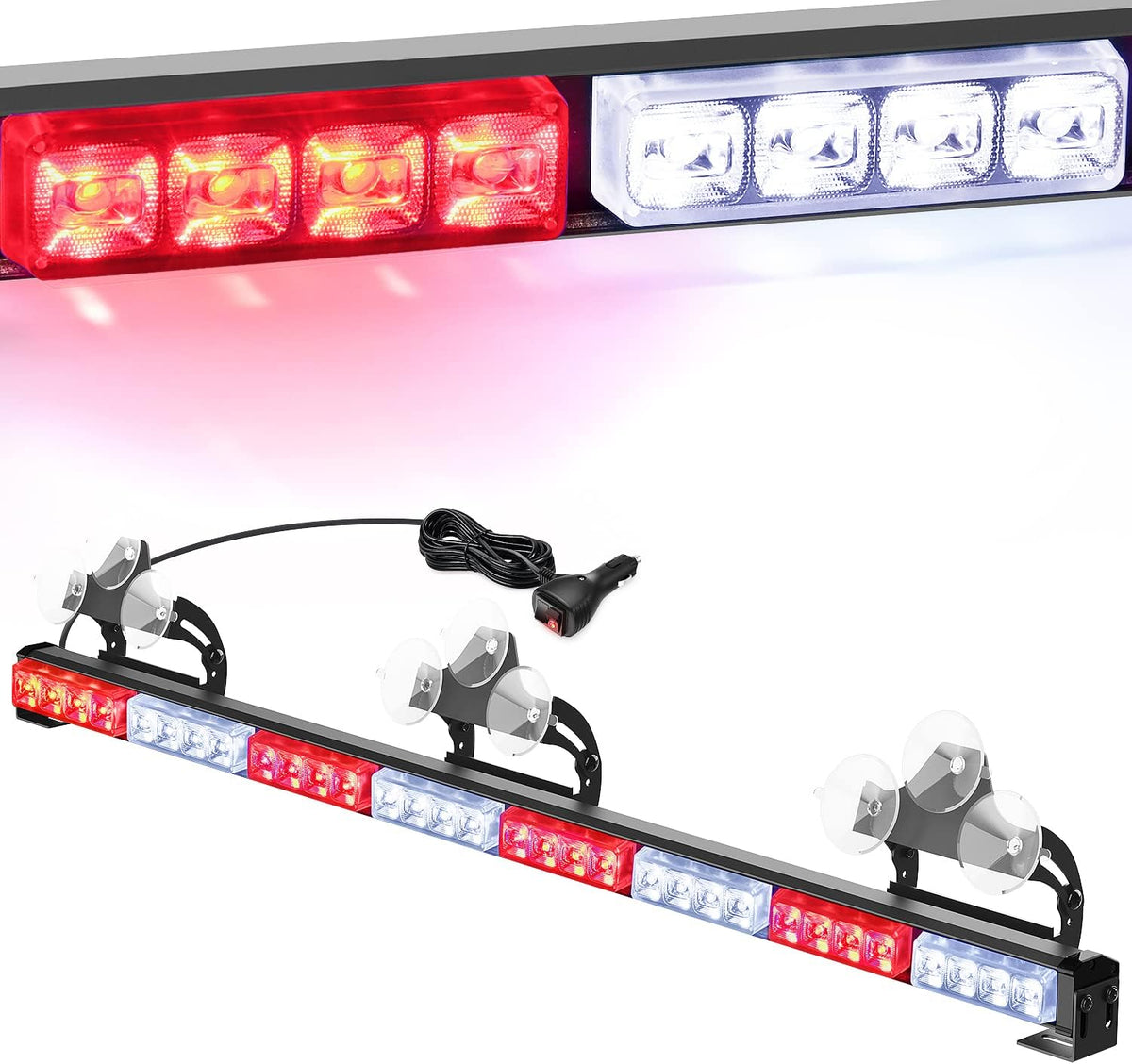 35Inch 32LED Emergency Strobe Light Bar with Cigar Lighter, Pack of 2 W999