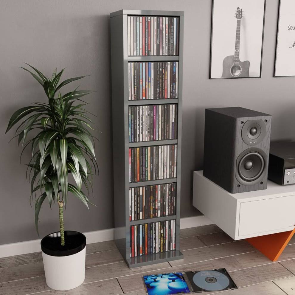 High Gloss Grey CD Cabinet Z8549