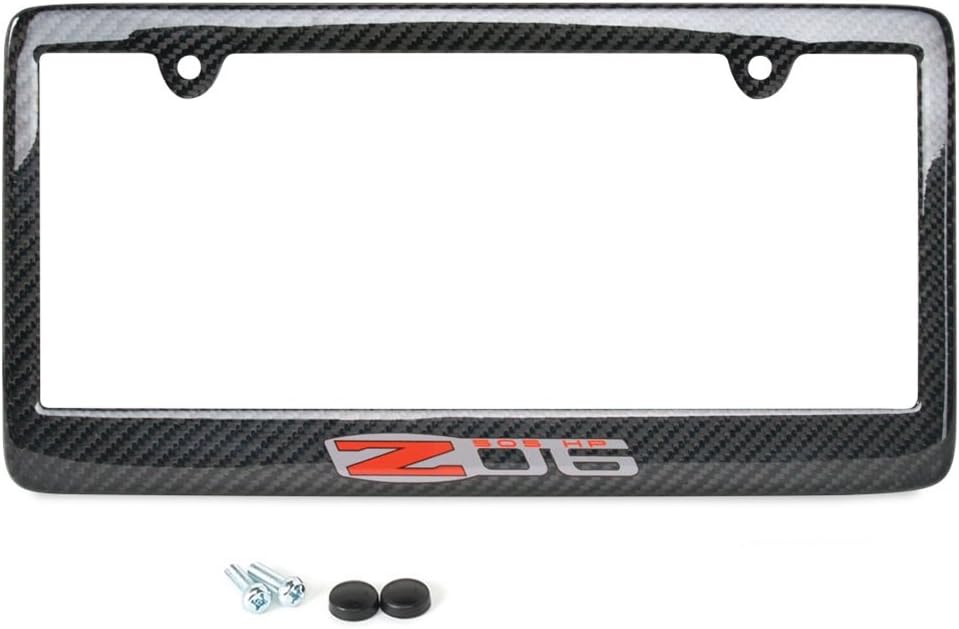Red Script License Plate Frame - Real Carbon Fiber B9433