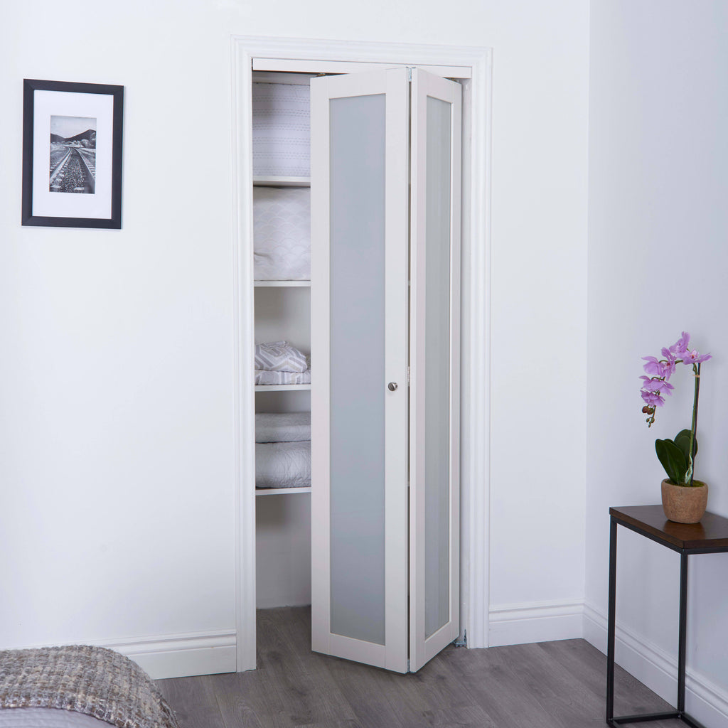 White Glass Bi-Fold Door E940