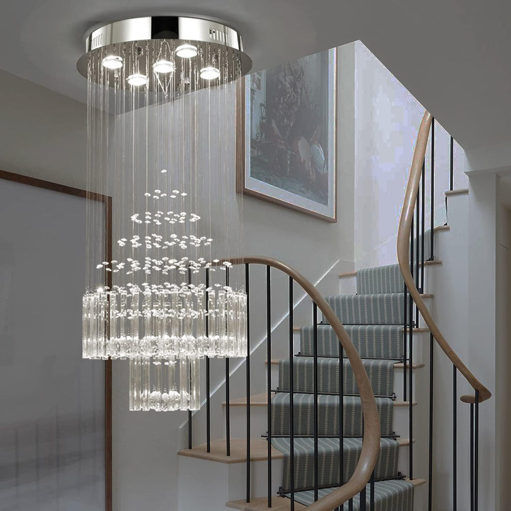 Crystal Raindrop 5-Lights Flush Mount Chandelier D666