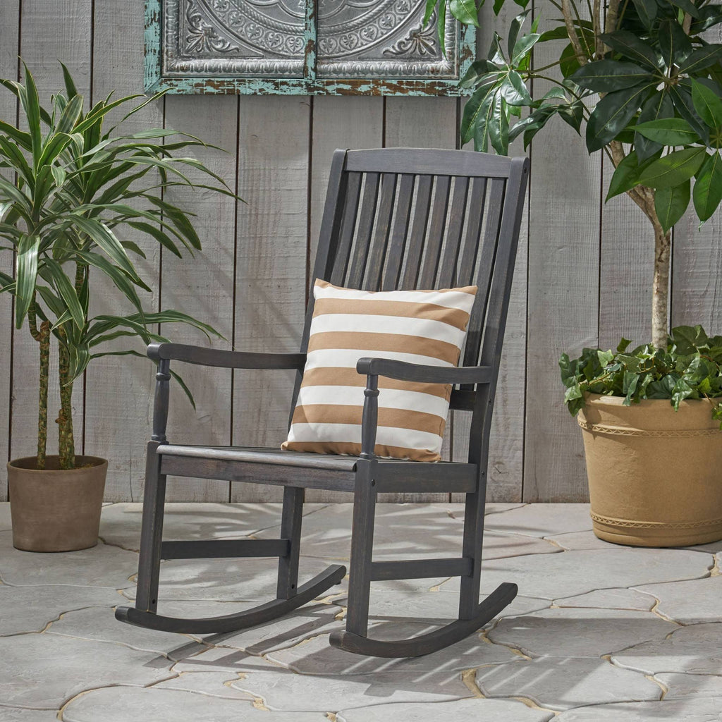 Acacia Wood Rocking Chair Dark Gray M75588