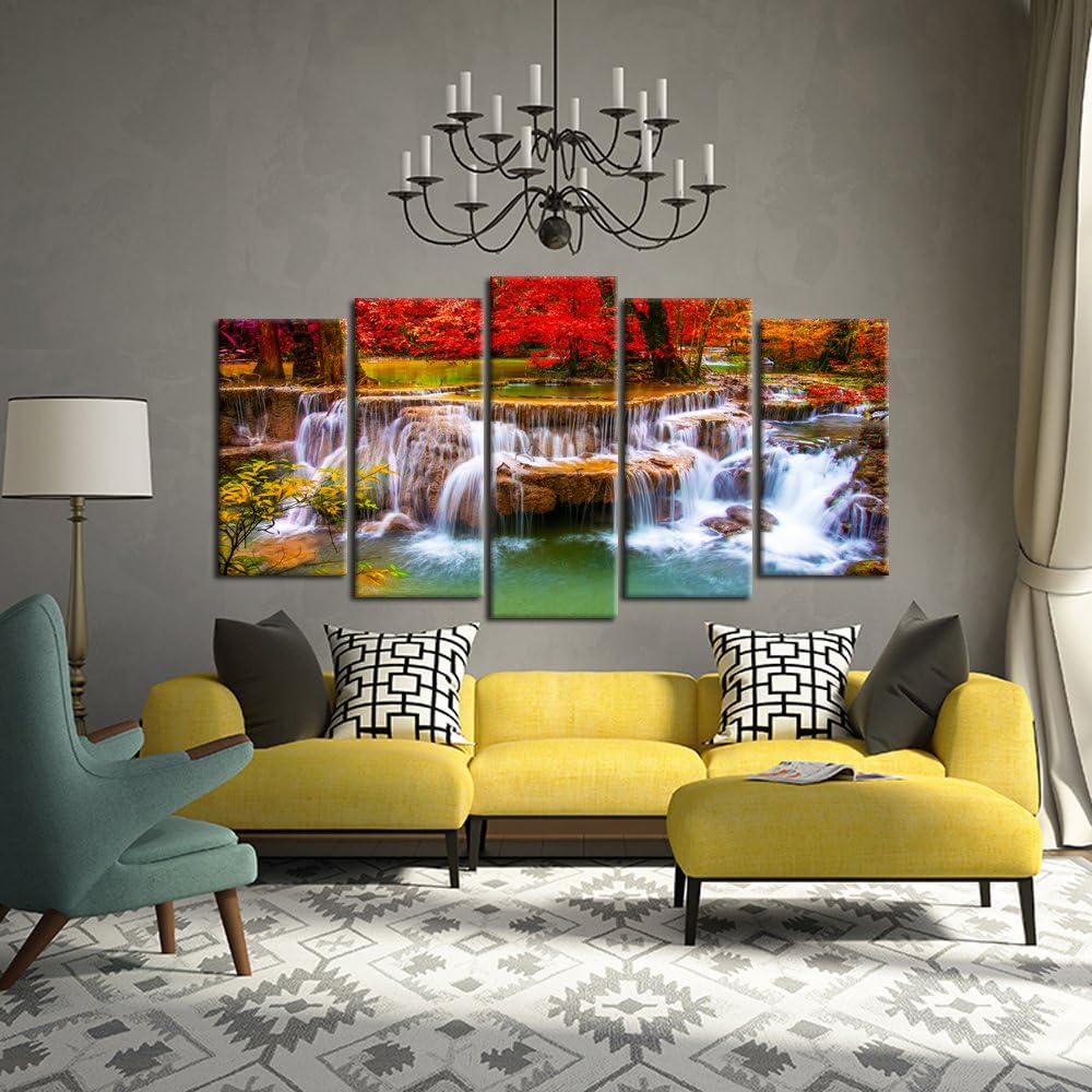 Green Dreamlike Waterfall Canvas Print Wall Art F998