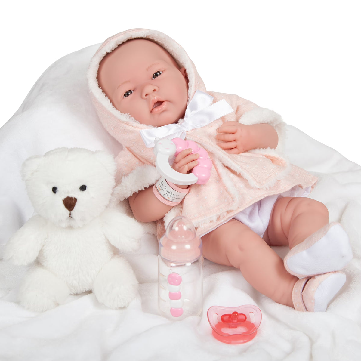 15 inch All-Vinyl Baby Doll In Pink Coat Set and Deluxe Accessories Z2048