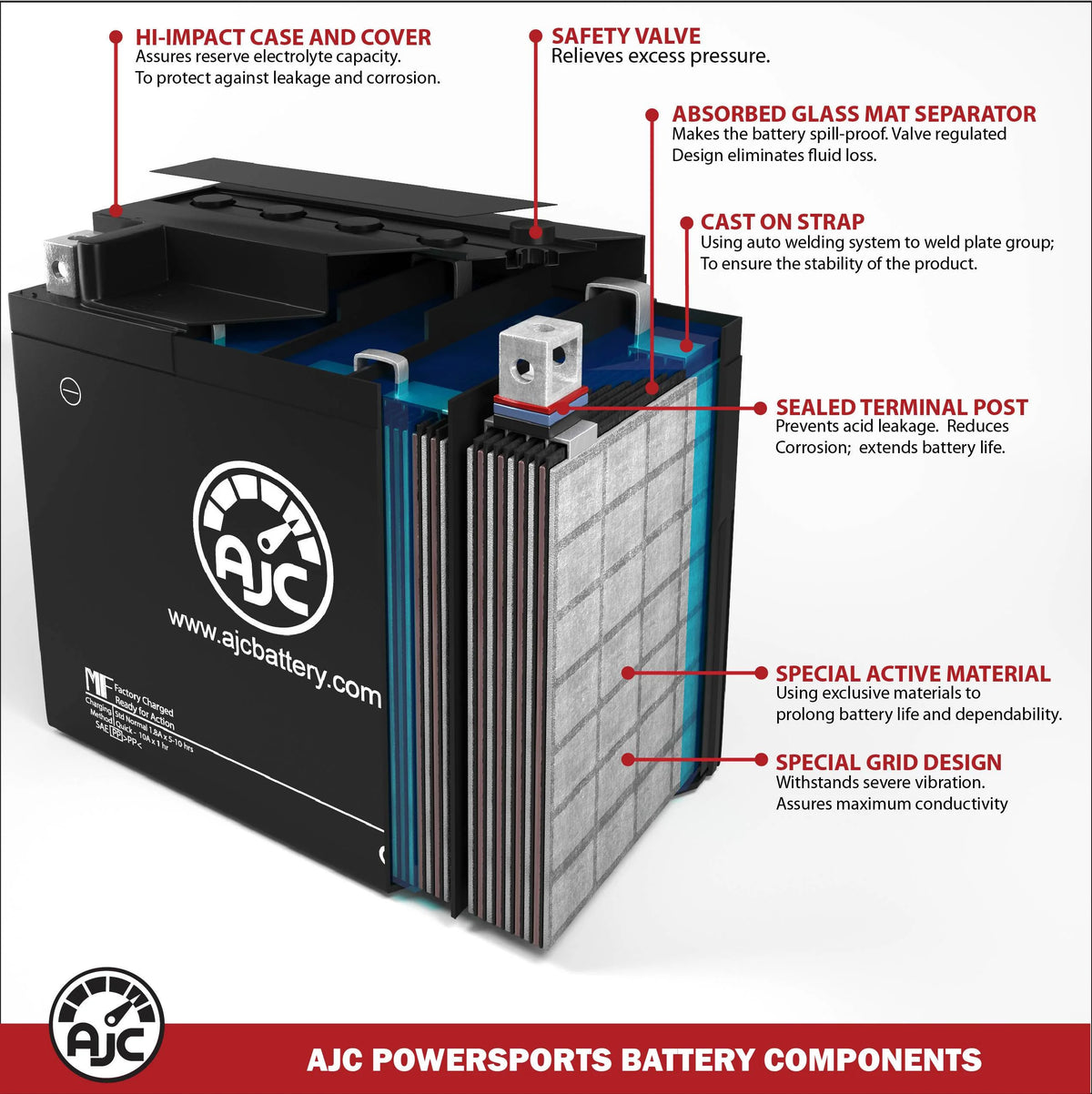 AJC Brand Replacement Snowmobile Battery C9519