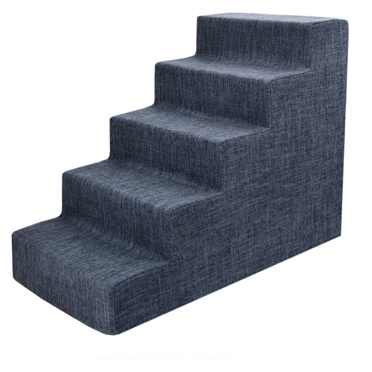 Dark Gray Linen 5-Step Pet Stairs with Foam K86506