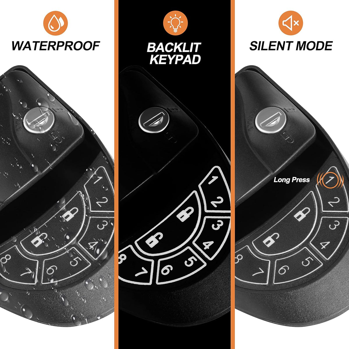Black Zinc Alloy RV Door Lock with Backlit Keypad, 2 Remote Fobs, 4 Keys, Deadbolt M611017
