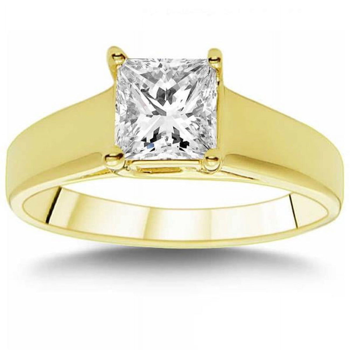 14k Yellow Gold Princess-cut Solitaire Engagement Ring D4587
