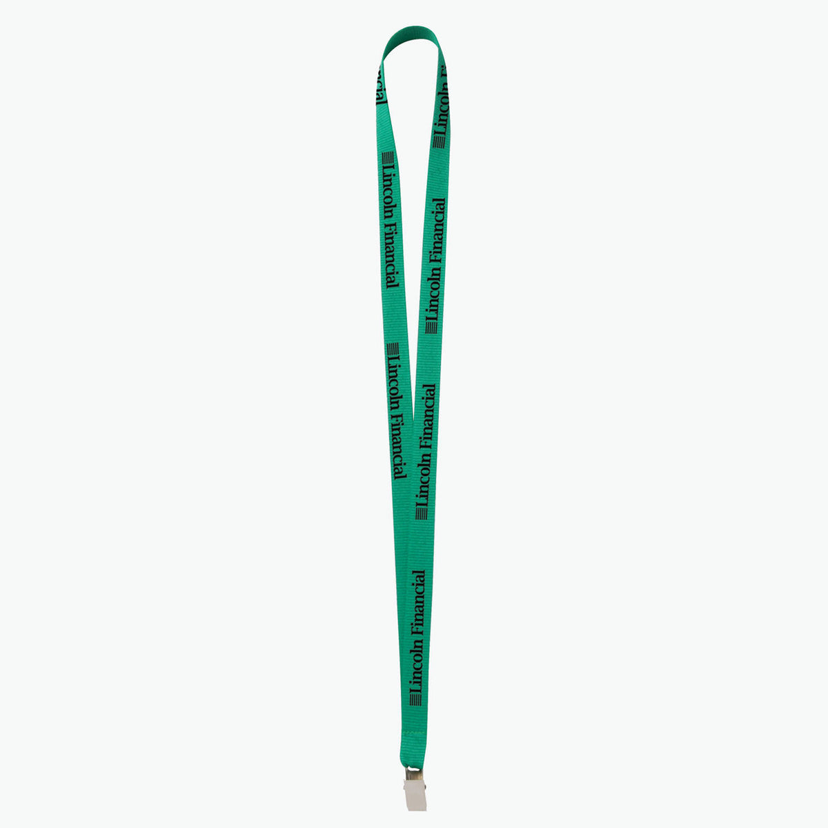 Green Polyester Lanyard with Bulldog Clip L654