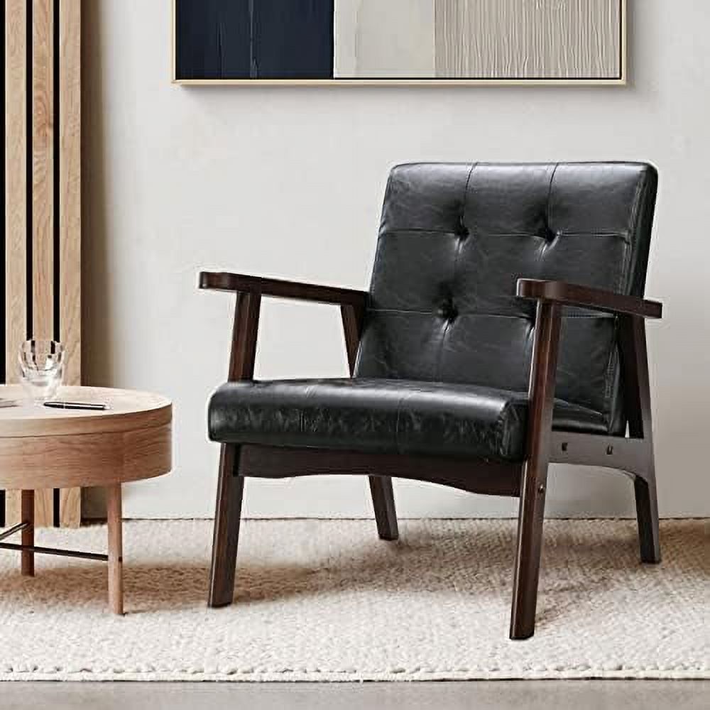 Orange Faux Leather Accent Chair with Solid Wood Frame H605