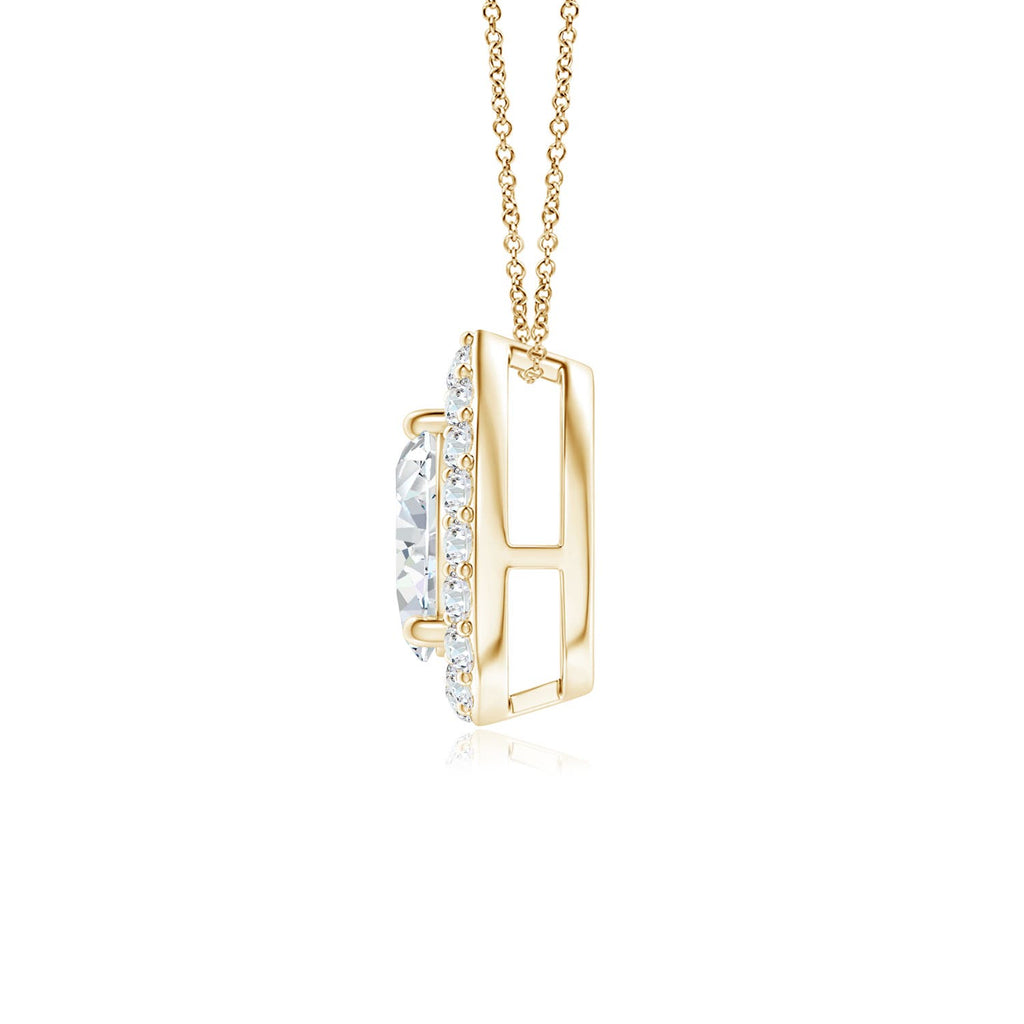 14K Yellow Gold Diamond Solitaire Pendant Necklace L946