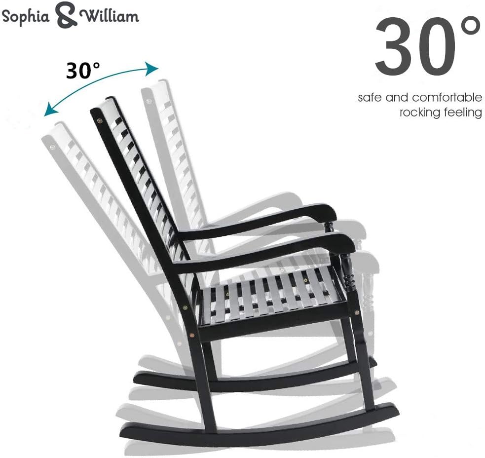 Black Acacia Wood Rocking Chairs Set of 2 U10172