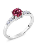 0.65 Ct Round Pink Tourmaline Lab Grown Diamond 925 Sterling Silver Ring N133
