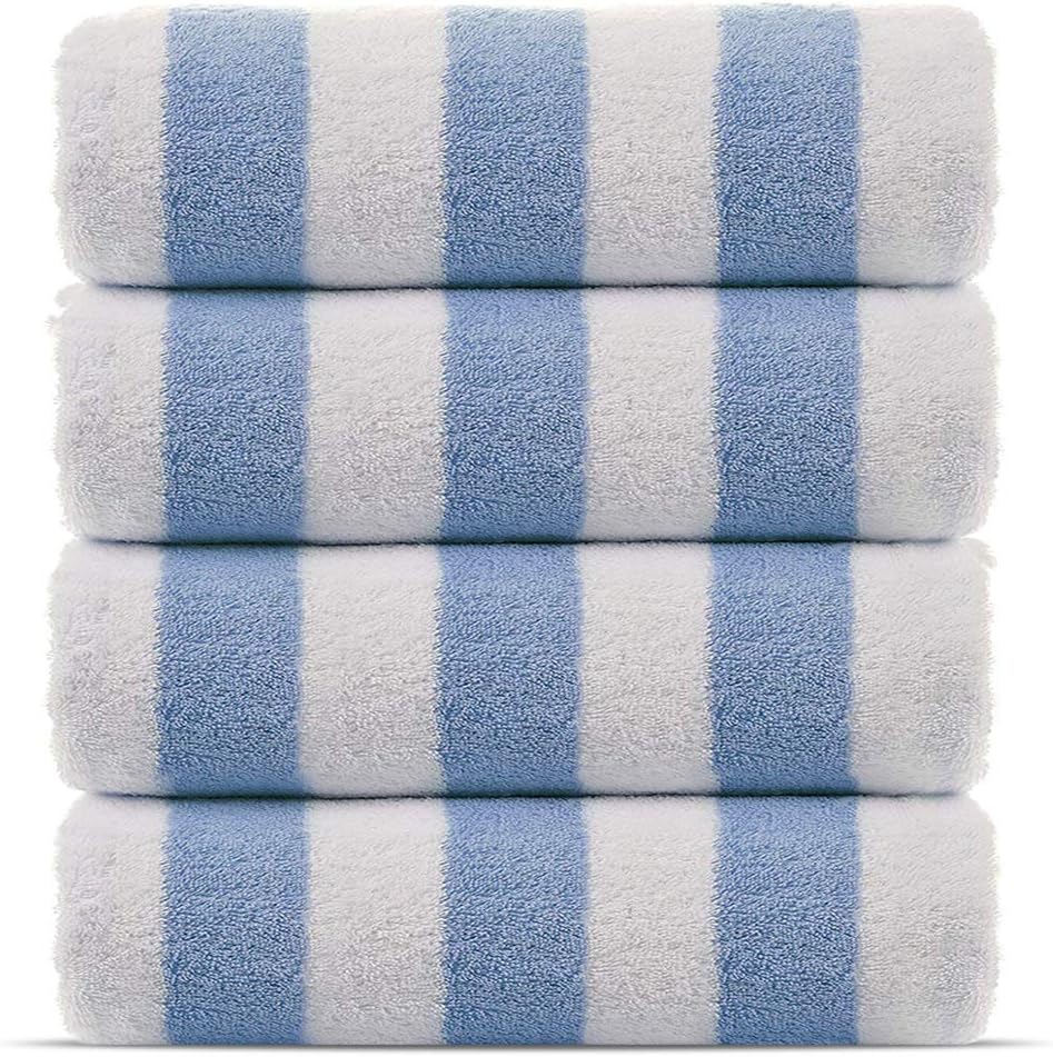 Light Blue 30x60 Inch 100% Cotton Pool Beach Towels 4-Pack L84786