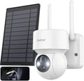 Solar Security Camera Outdoor Wireless WiFi with Spotlight and Siren, 360° PTZ Camera, 15000mAh Battery Solar Powered Camera with 1080P Color Night Vision, PIR Motion Detection, 2-Way Talk, IP65 L3691