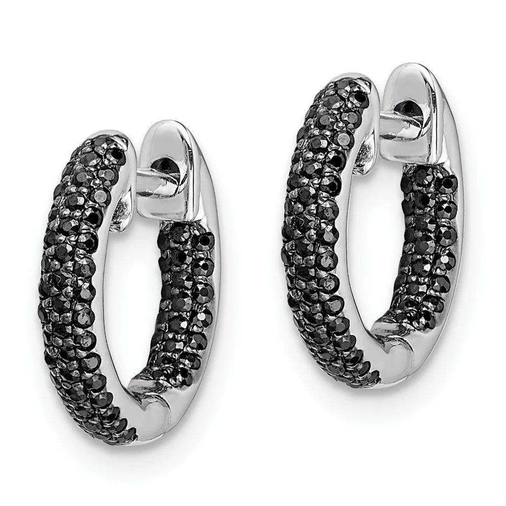 10k White Gold Diamond Hinged Hoop Earrings Y830030