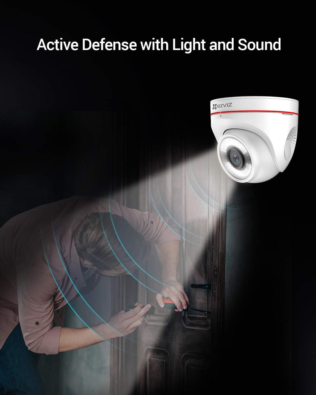 Outdoor Security Camera Turret WiFi 1080P, 100ft Night Vision, IP67 Weatherproof D1653