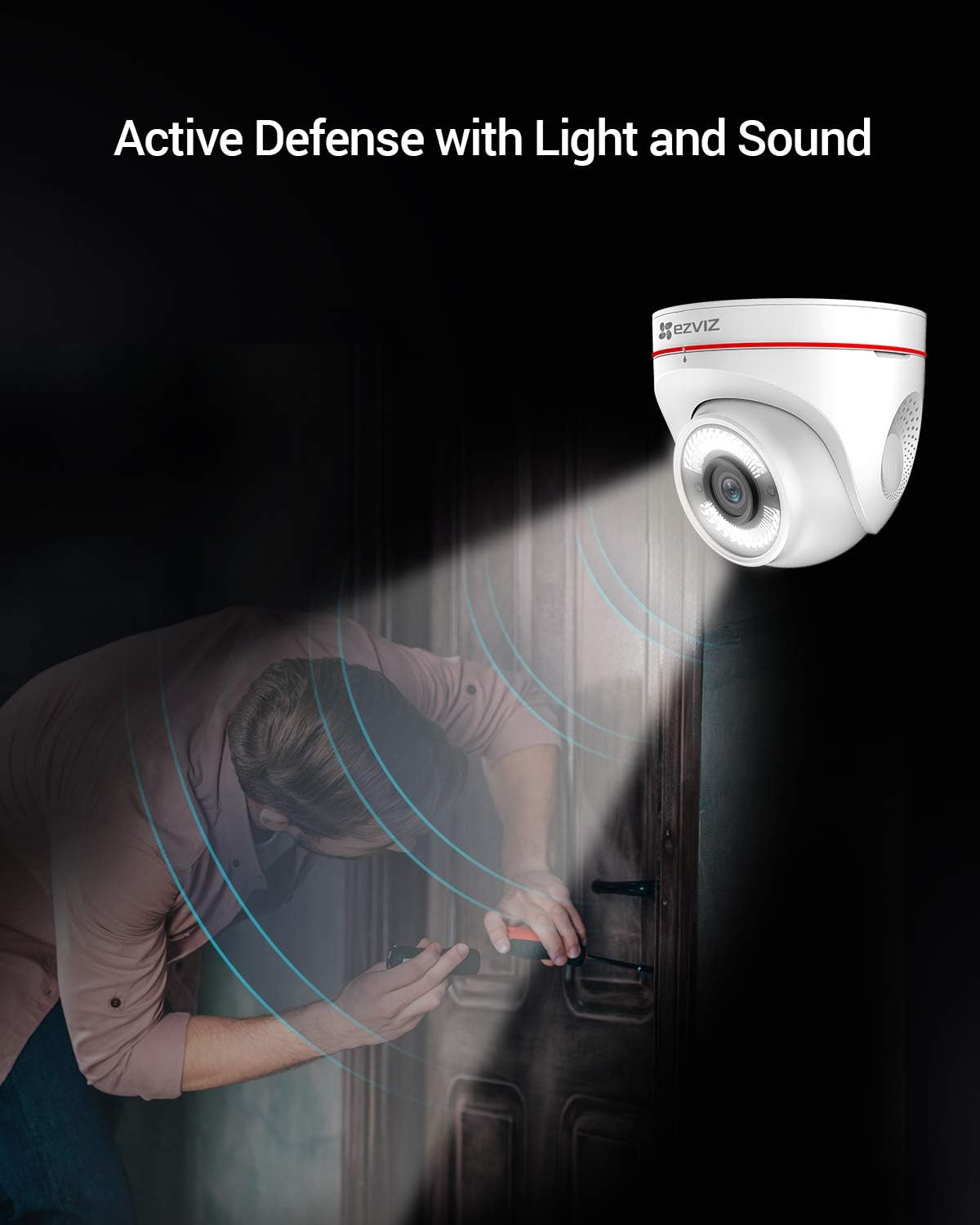 Outdoor Security Camera Turret WiFi 1080P, 100ft Night Vision, IP67 Weatherproof D1653
