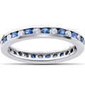 14K White Gold Diamond & Sapphire Eternity Ring P7653