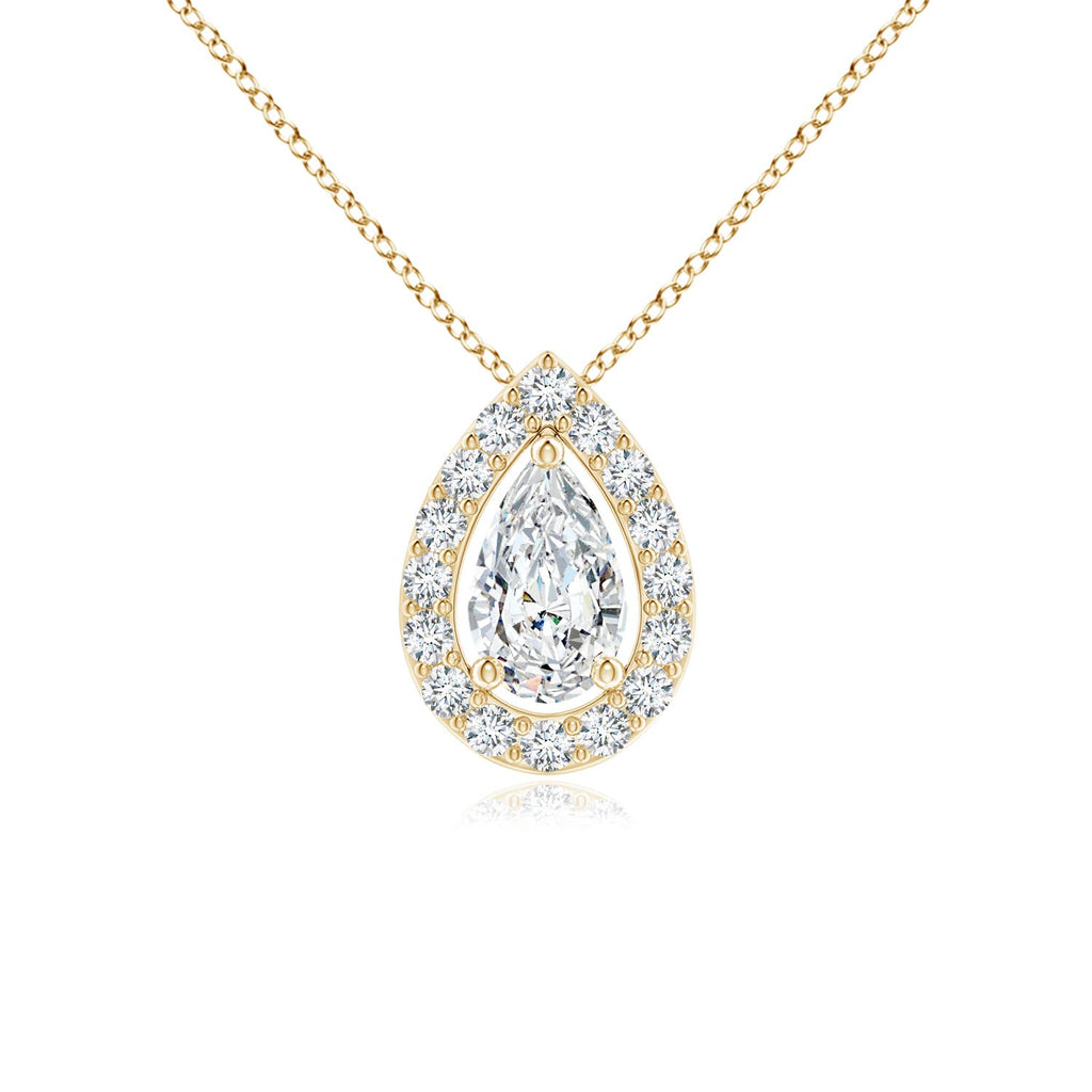 14K Yellow Gold Diamond Solitaire Pendant Necklace L946