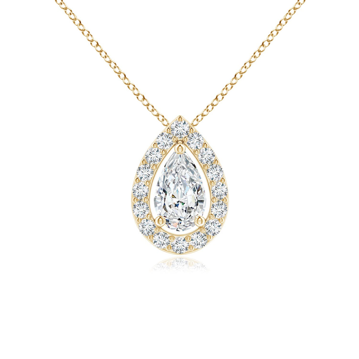 14K Yellow Gold Diamond Solitaire Pendant Necklace L946