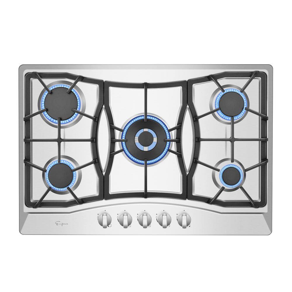 30x22 Gas Cooktop with 5 Sealed Burners and Cast Iron Grates V39691
