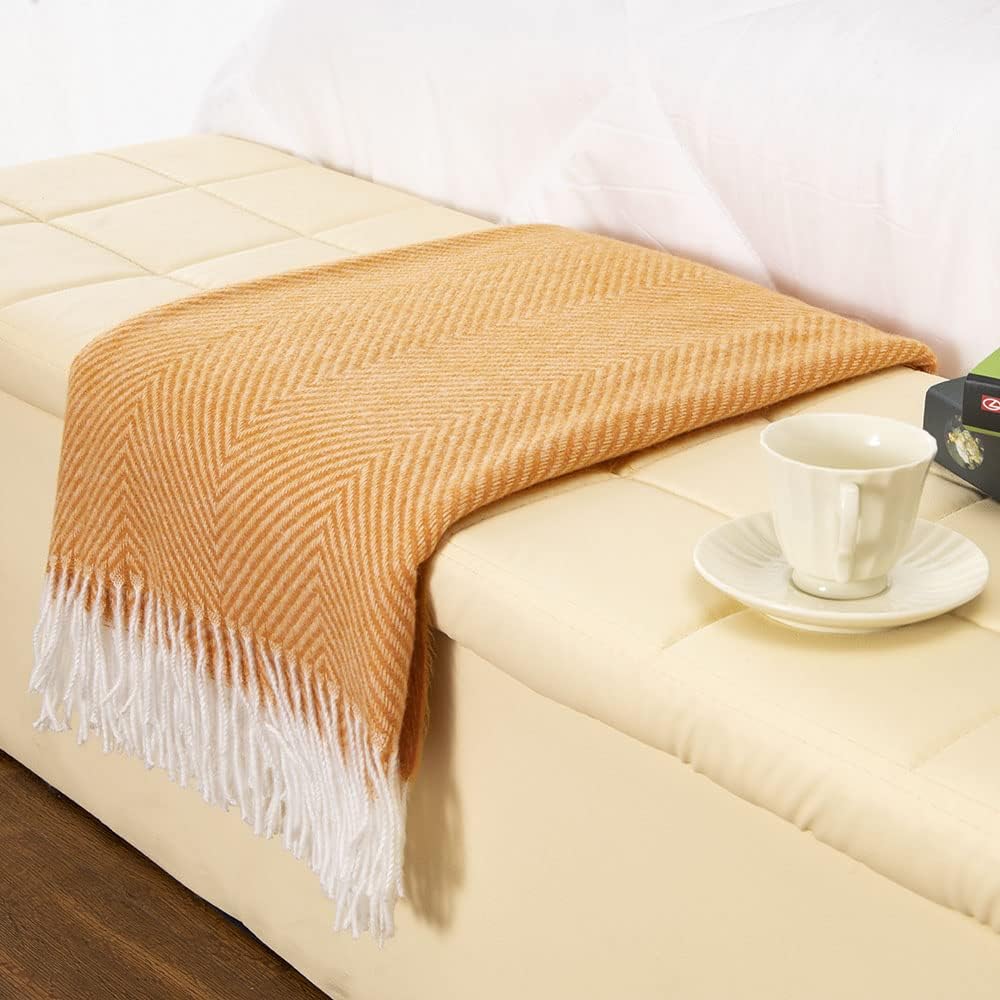 Navy Blue Herringbone Faux Cashmere Throw Blanket 50 x 60 Q45740