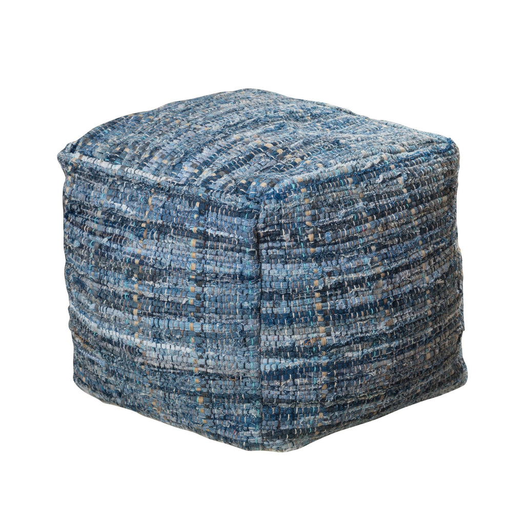 Blue Fabric Pouf Ottoman B354944