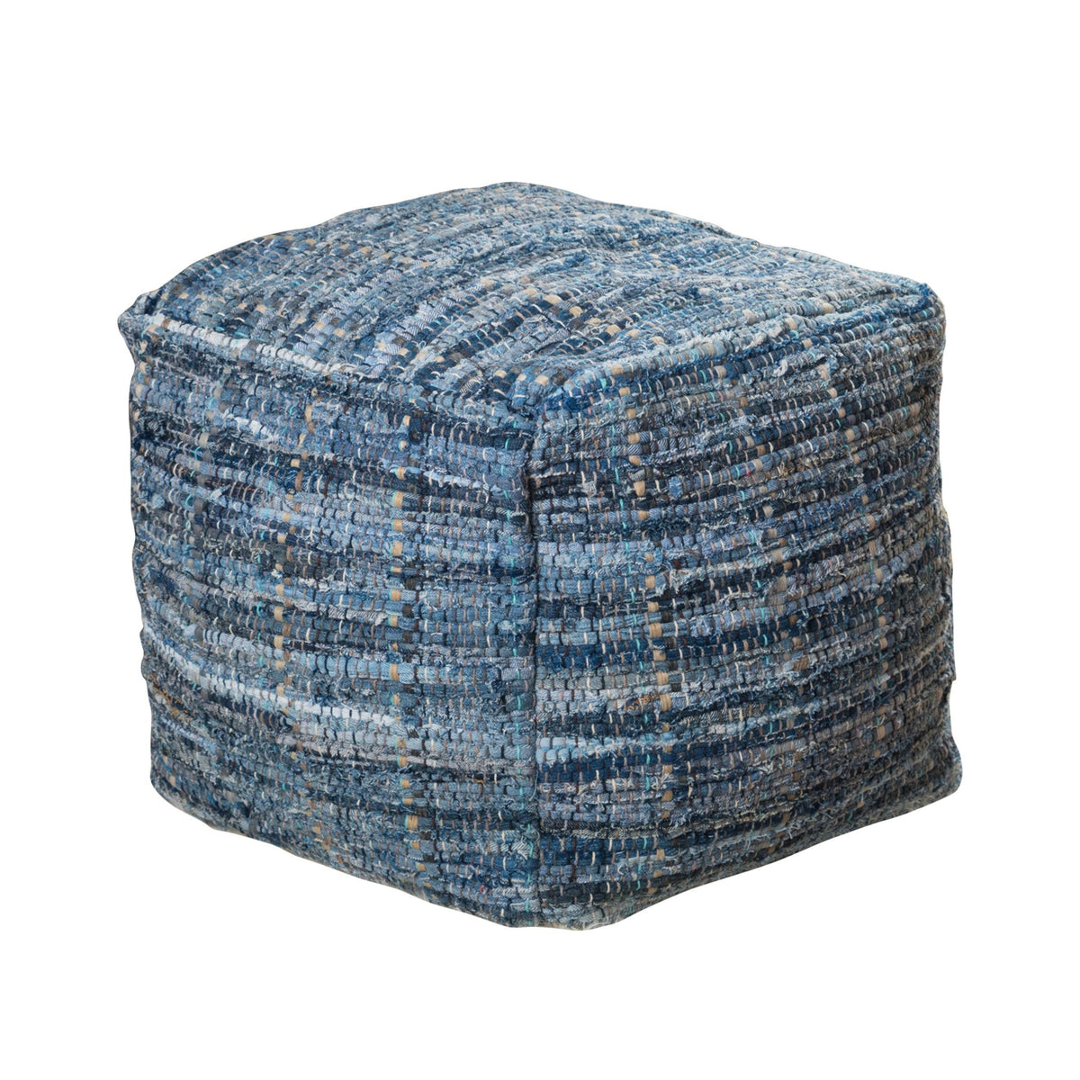 Blue Fabric Pouf Ottoman B354944