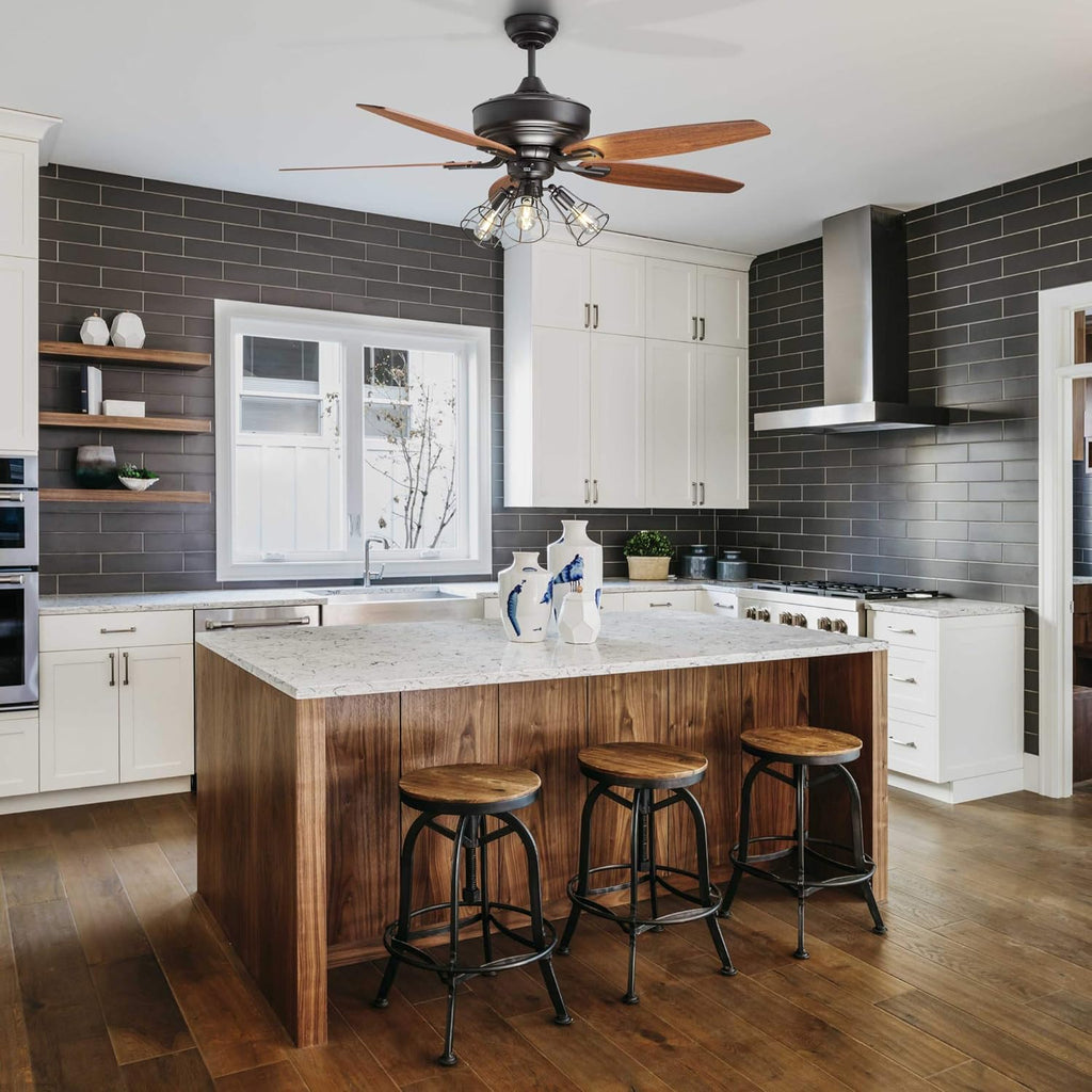52-Inch Dark Brown Bronze Ceiling Fan with Lights and Remote I3588