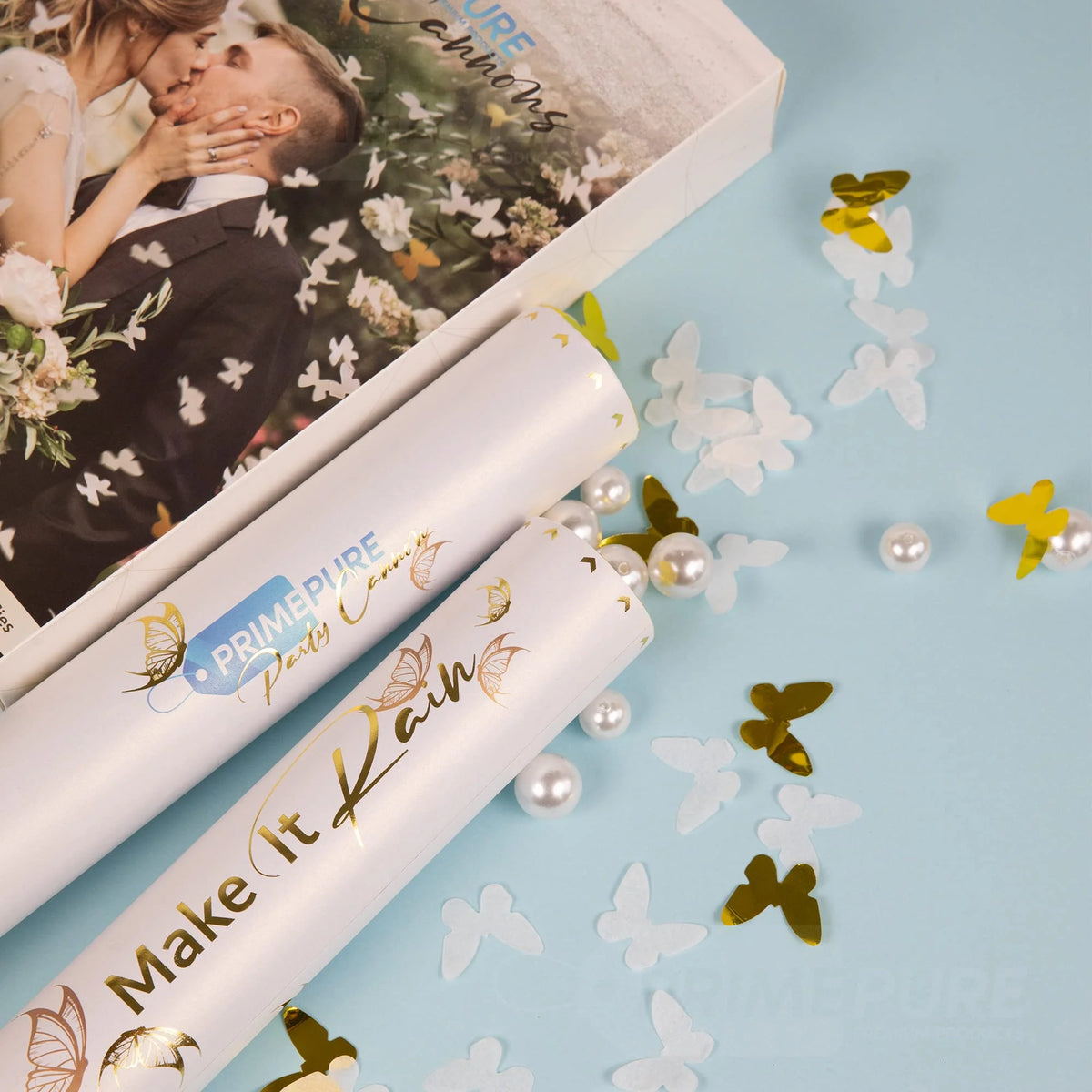 White Butterfly Confetti Cannons 6 Pk G4824