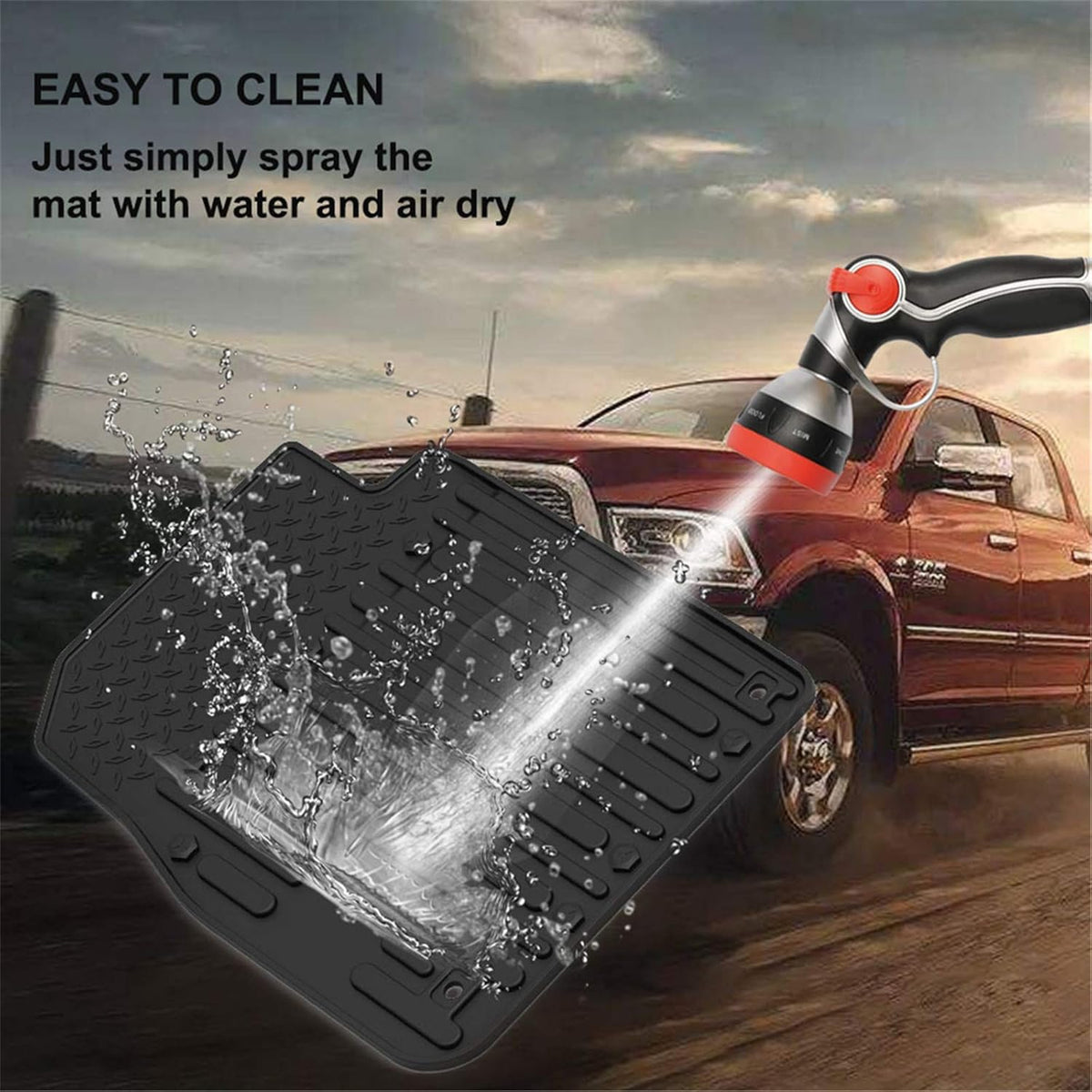 Black TPE Floor Mats for Dodge Ram 1500 Quad Cab Y318385