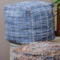 Blue Fabric Pouf Ottoman B354944