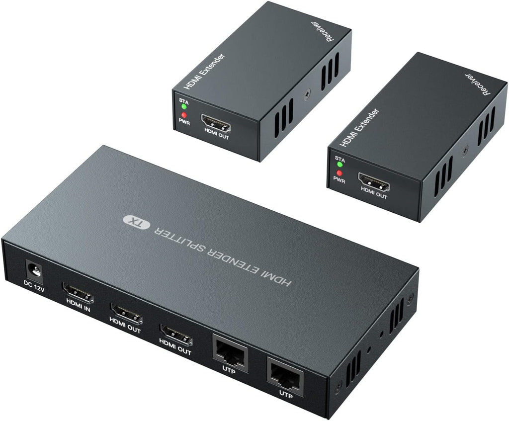 HDMI Extender Splitter 1x2 1080P@60Hz Over Cat 5E/6/7 Ethernet Cable 50m Pack of 2 W233456