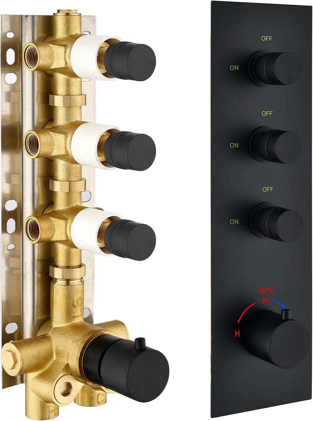 Solid Brass Shower Diverter Thermostatic Mixer Valve with Trim P50333